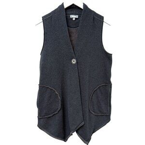 Neiman Marcus Vest Medium Charcoal Gray Fleece Sweatshirt Womens Artsy Jacket